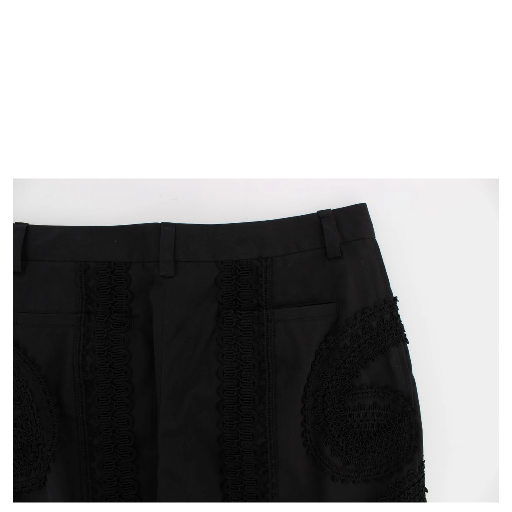 Black Cotton Stretch Torero Capris Pants