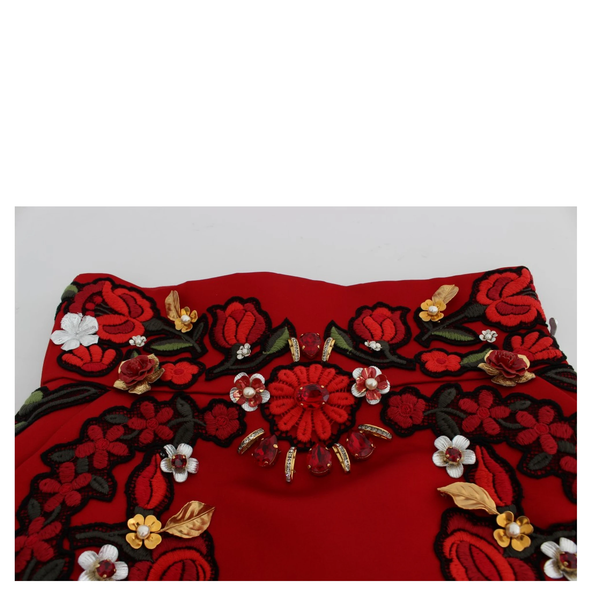 Red Silk Crystal Roses Shorts