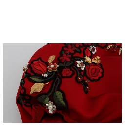 Red Silk Crystal Roses Shorts