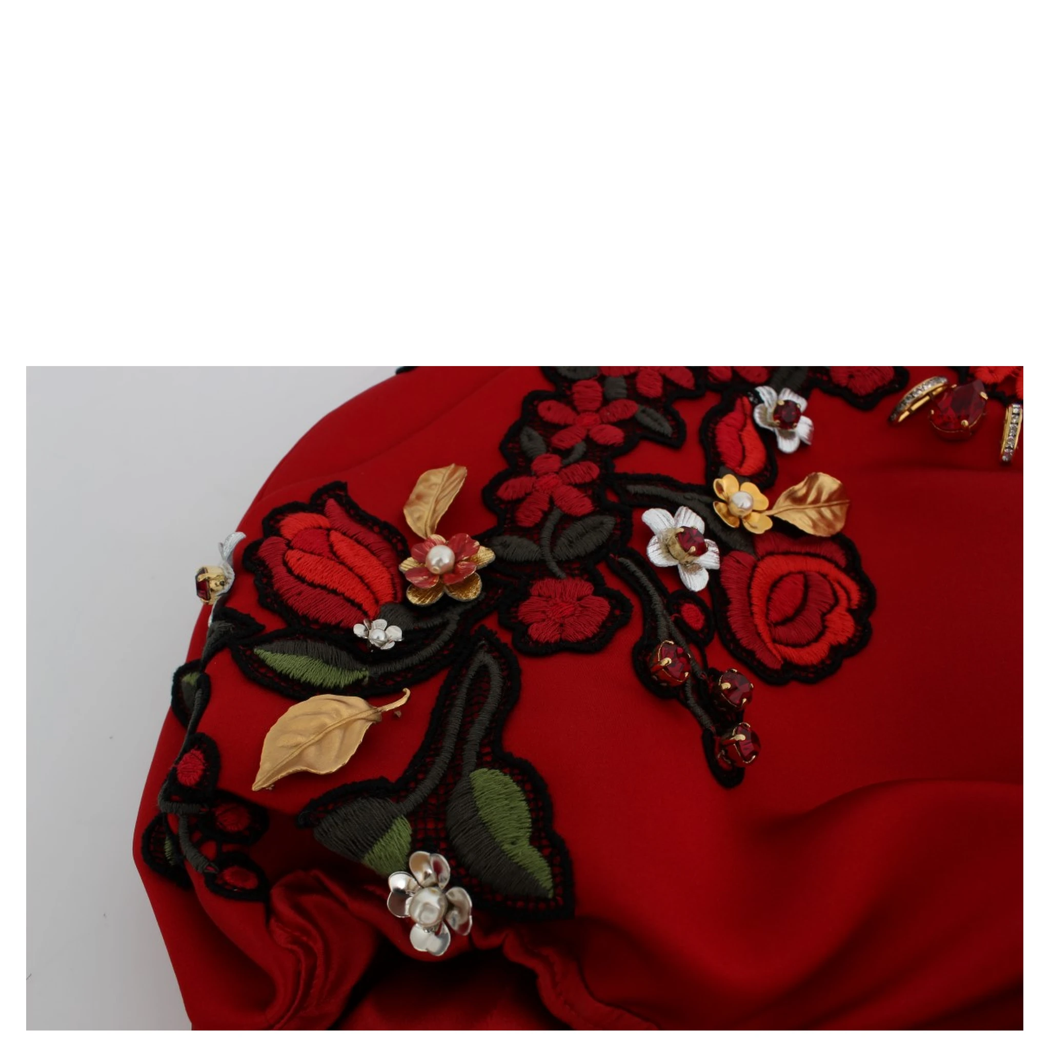 Red Silk Crystal Roses Shorts