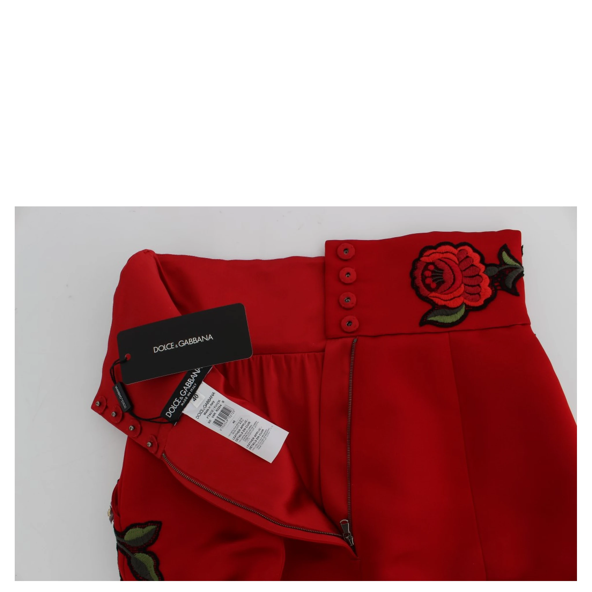 Red Silk Crystal Roses Shorts