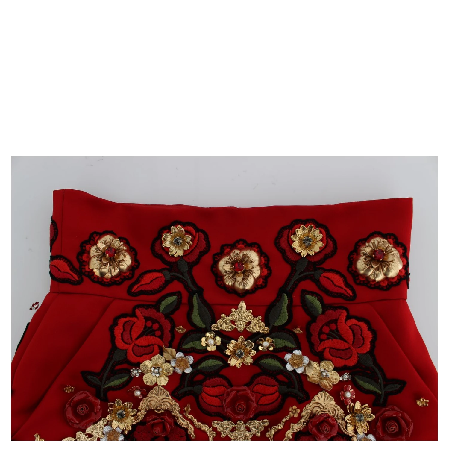 Red Silk Crystal Roses Shorts