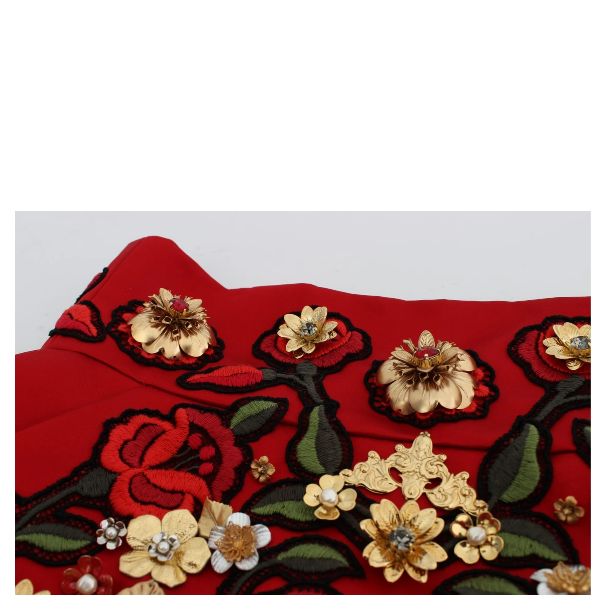 Red Silk Crystal Roses Shorts