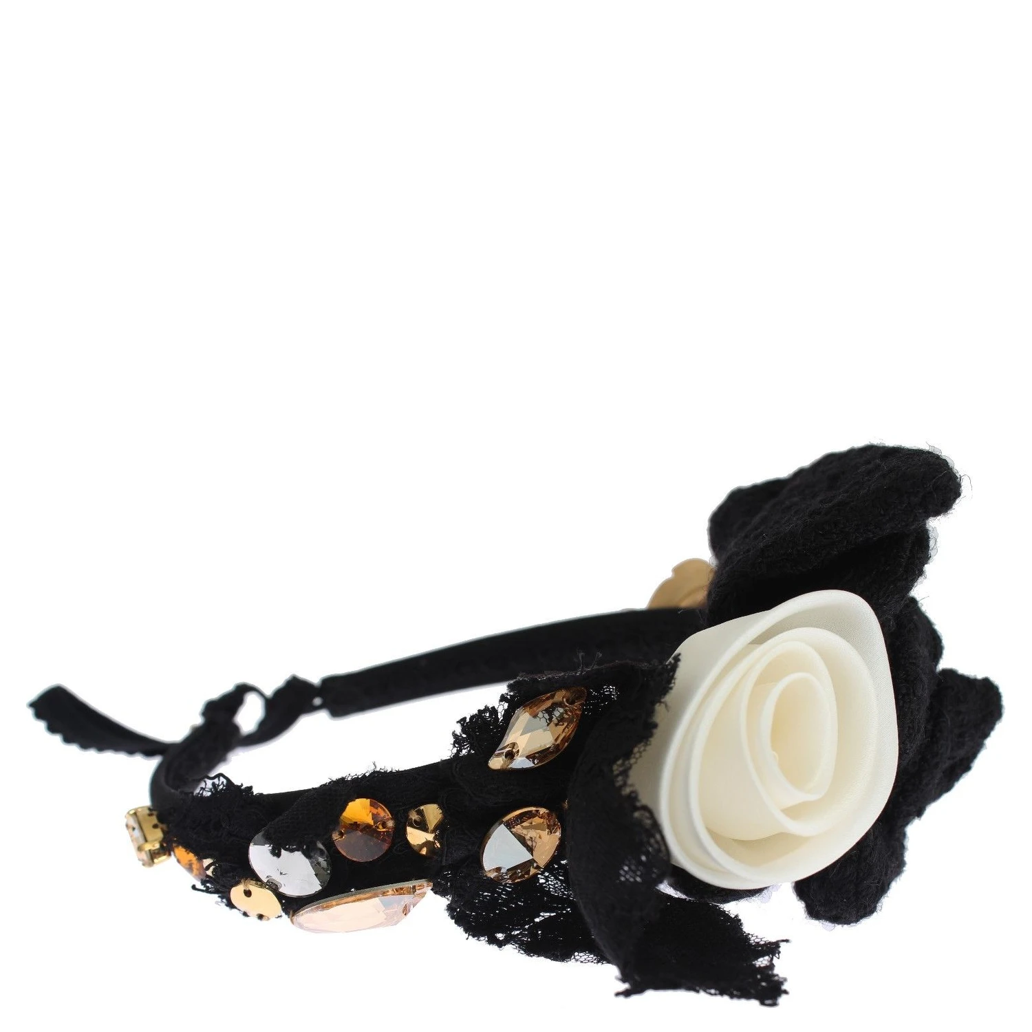 Diadem Headband Tiara White Rose Crystal Hair Gold