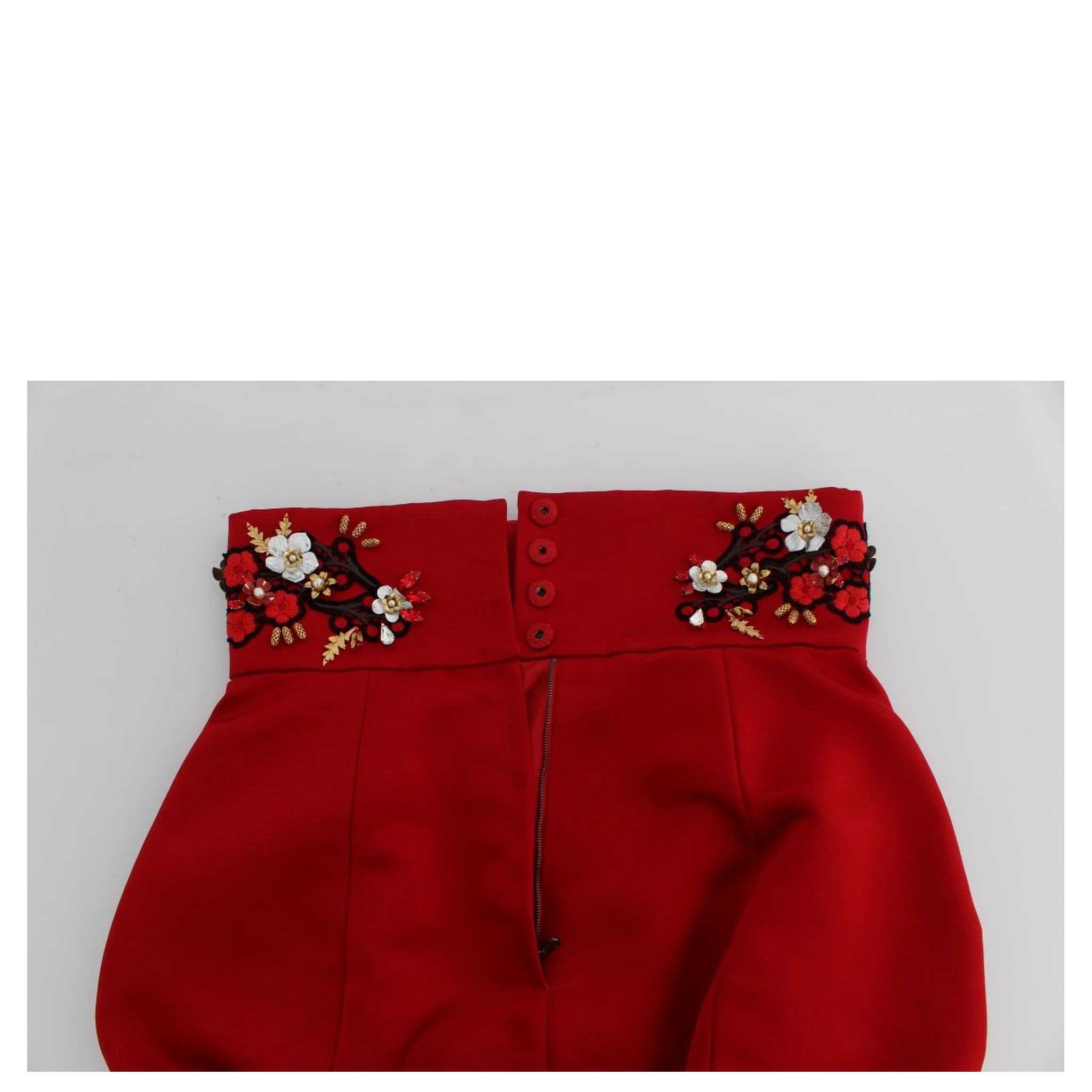 Red Silk Crystal Roses Shorts