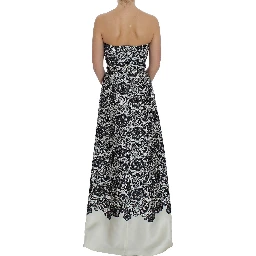 White Floral Lace Silk Corset Maxi Dress