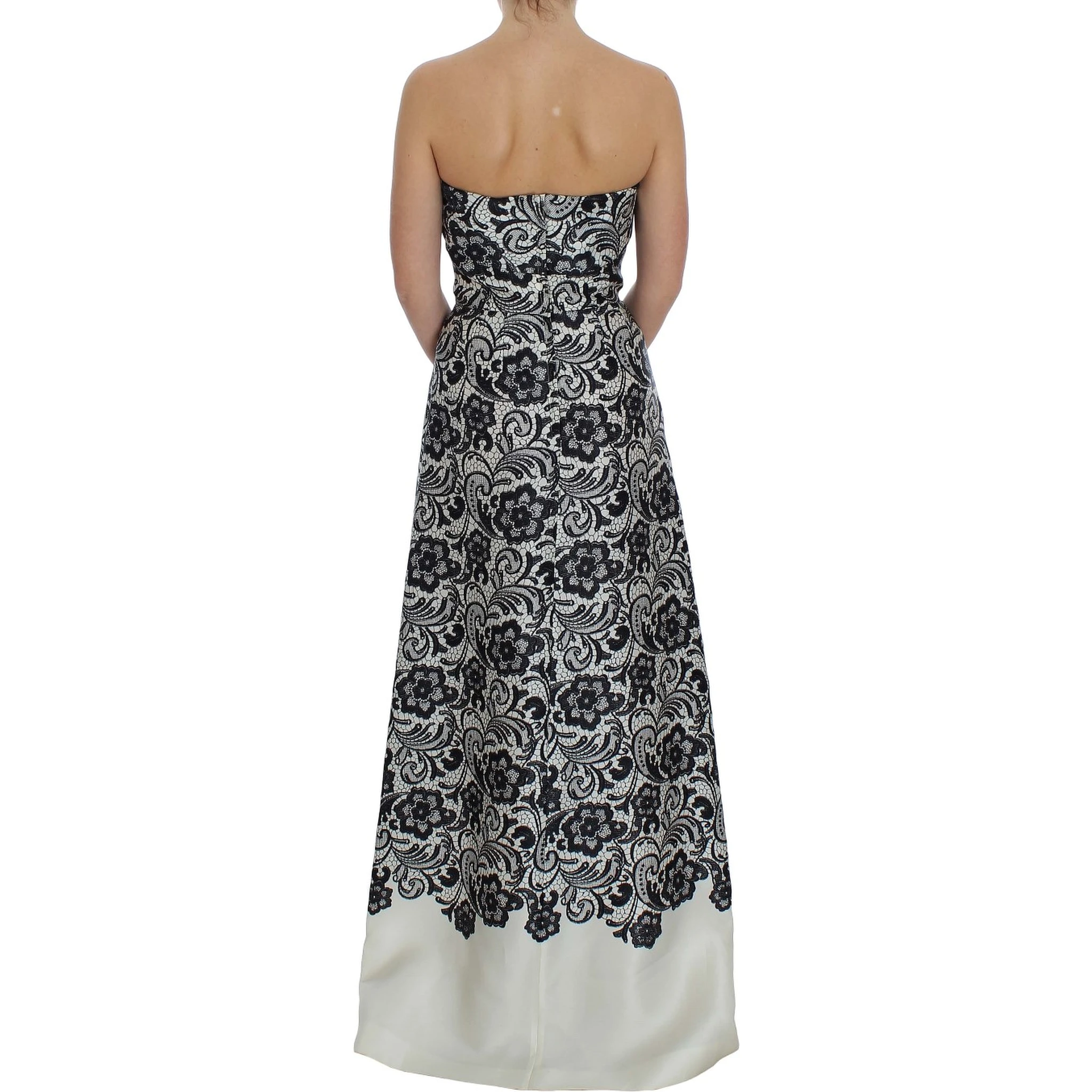 White Floral Lace Silk Corset Maxi Dress