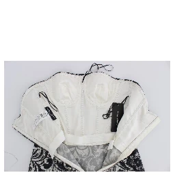 White Floral Lace Silk Corset Maxi Dress