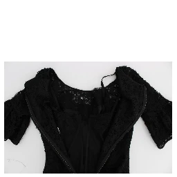 Black Floral Lace Long Bodycon Maxi Dress