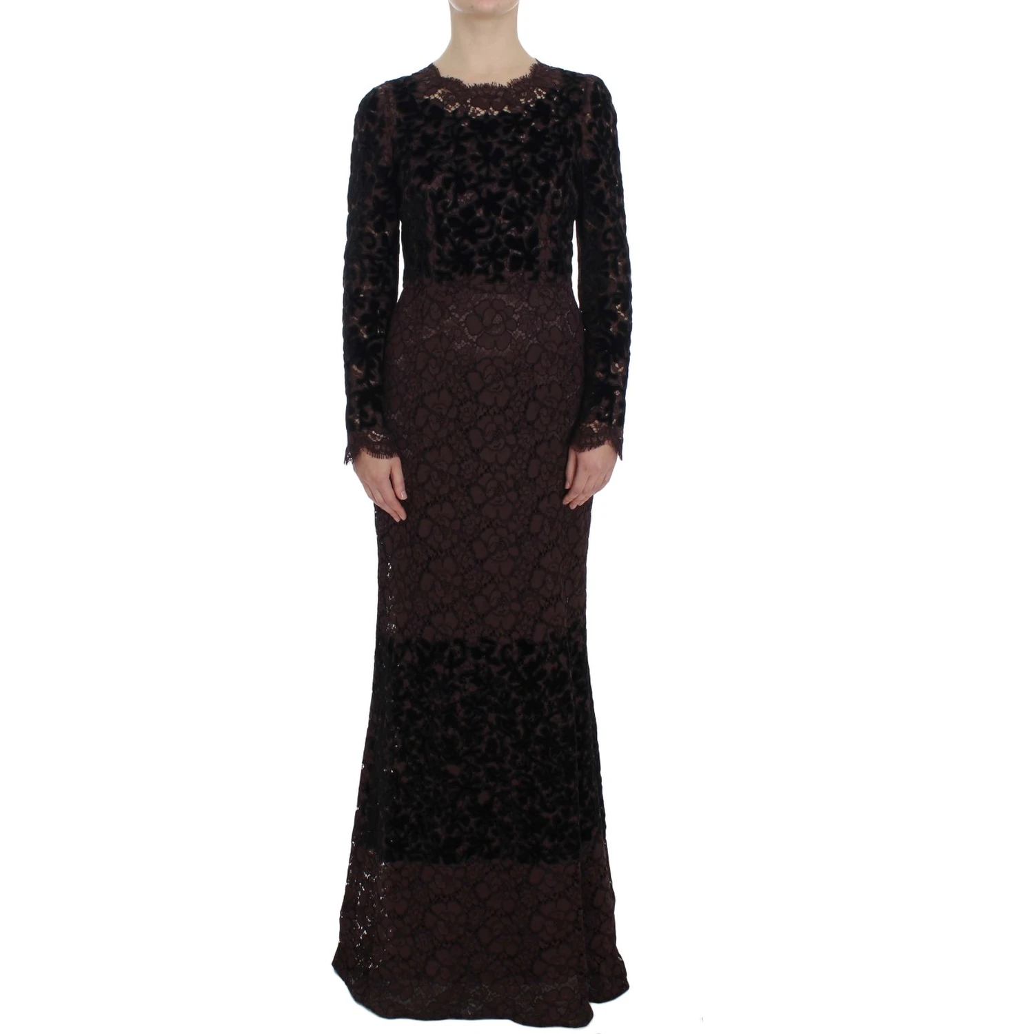 Purple Floral Lace Ricamo Maxi Dress