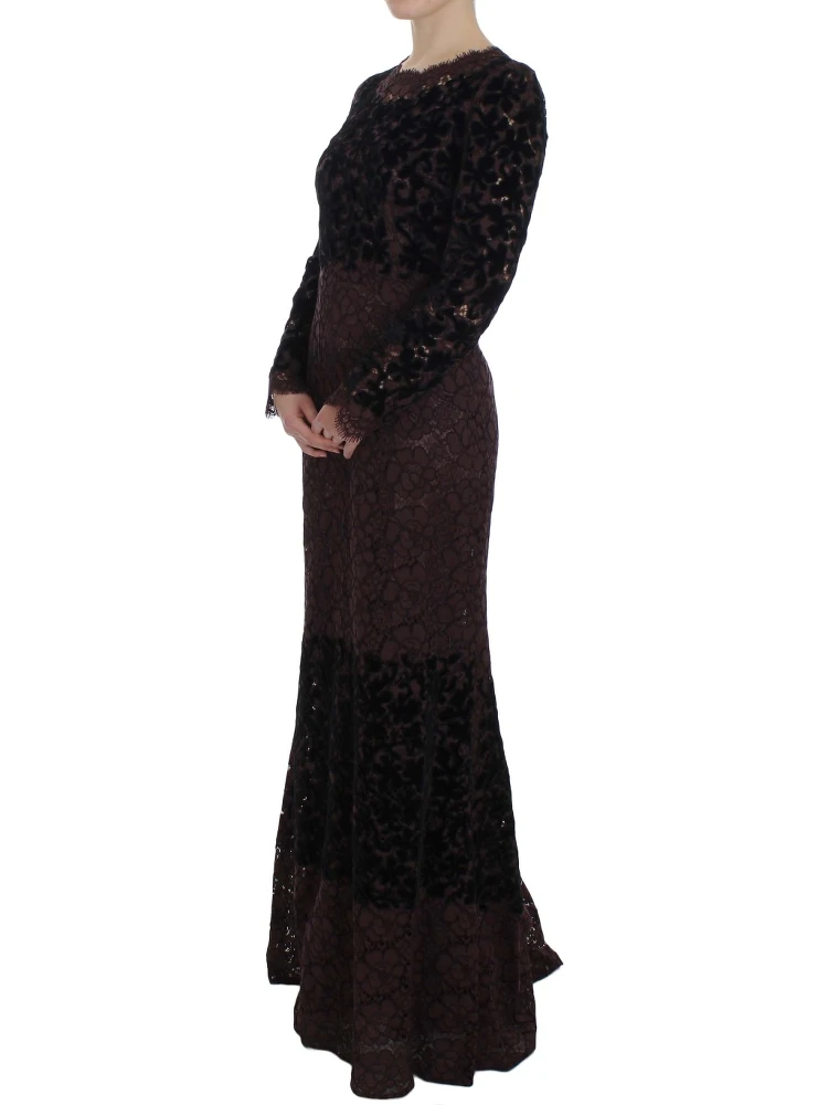 Purple Floral Lace Ricamo Maxi Dress alternative