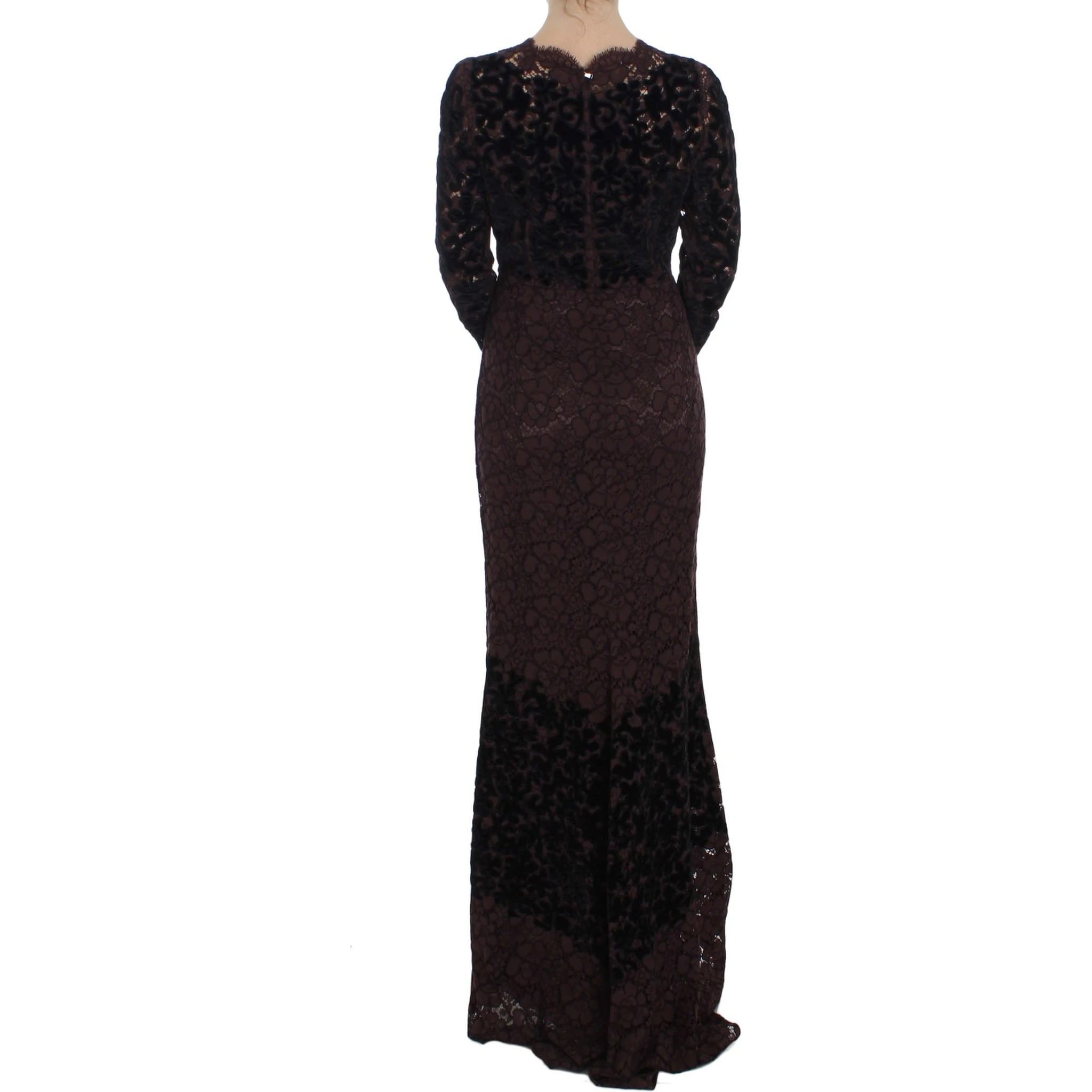 Purple Floral Lace Ricamo Maxi Dress