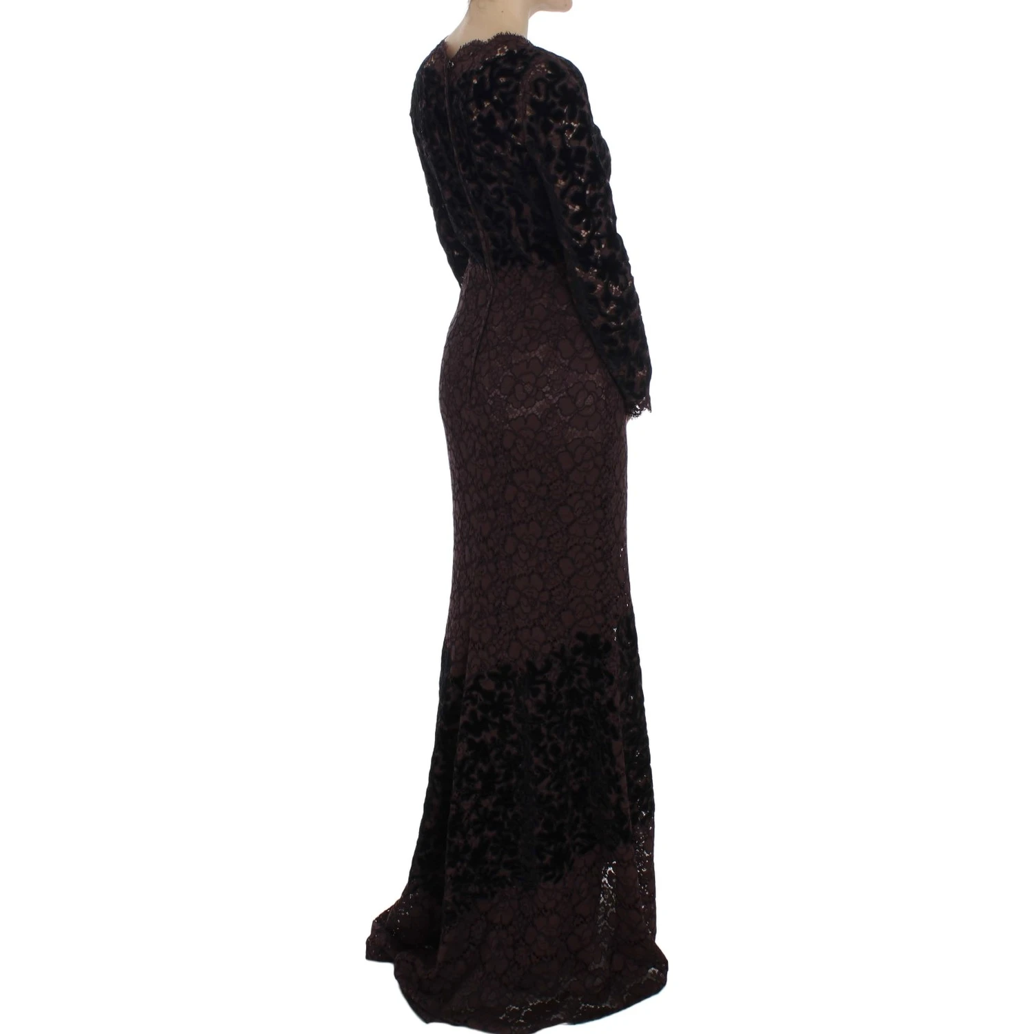 Purple Floral Lace Ricamo Maxi Dress