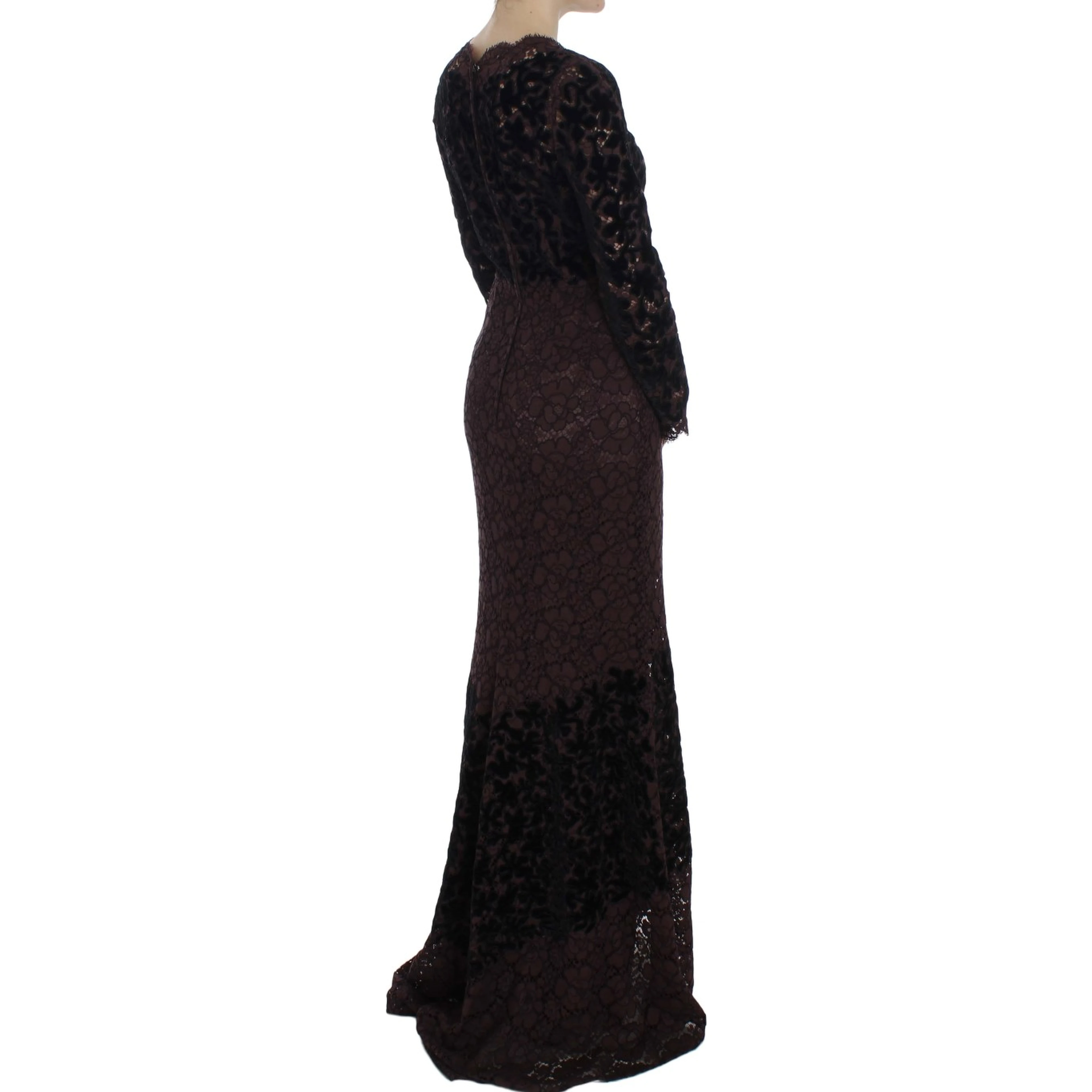 Purple Floral Lace Ricamo Maxi Dress