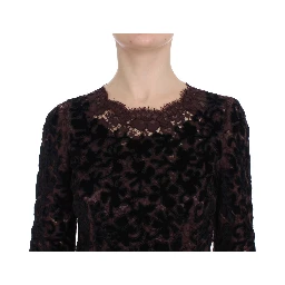 Purple Floral Lace Ricamo Maxi Dress