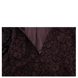 Purple Floral Lace Ricamo Maxi Dress