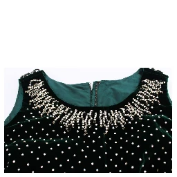 Green Velvet Crystal Long Maxi Dress