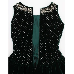 Green Velvet Crystal Long Maxi Dress