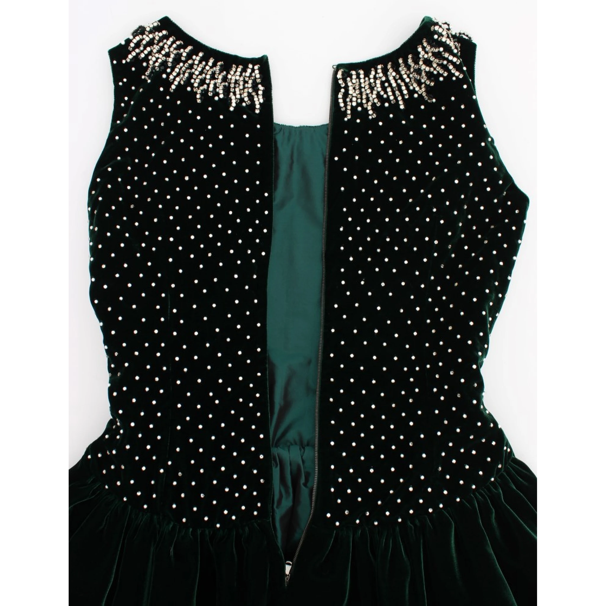 Green Velvet Crystal Long Maxi Dress