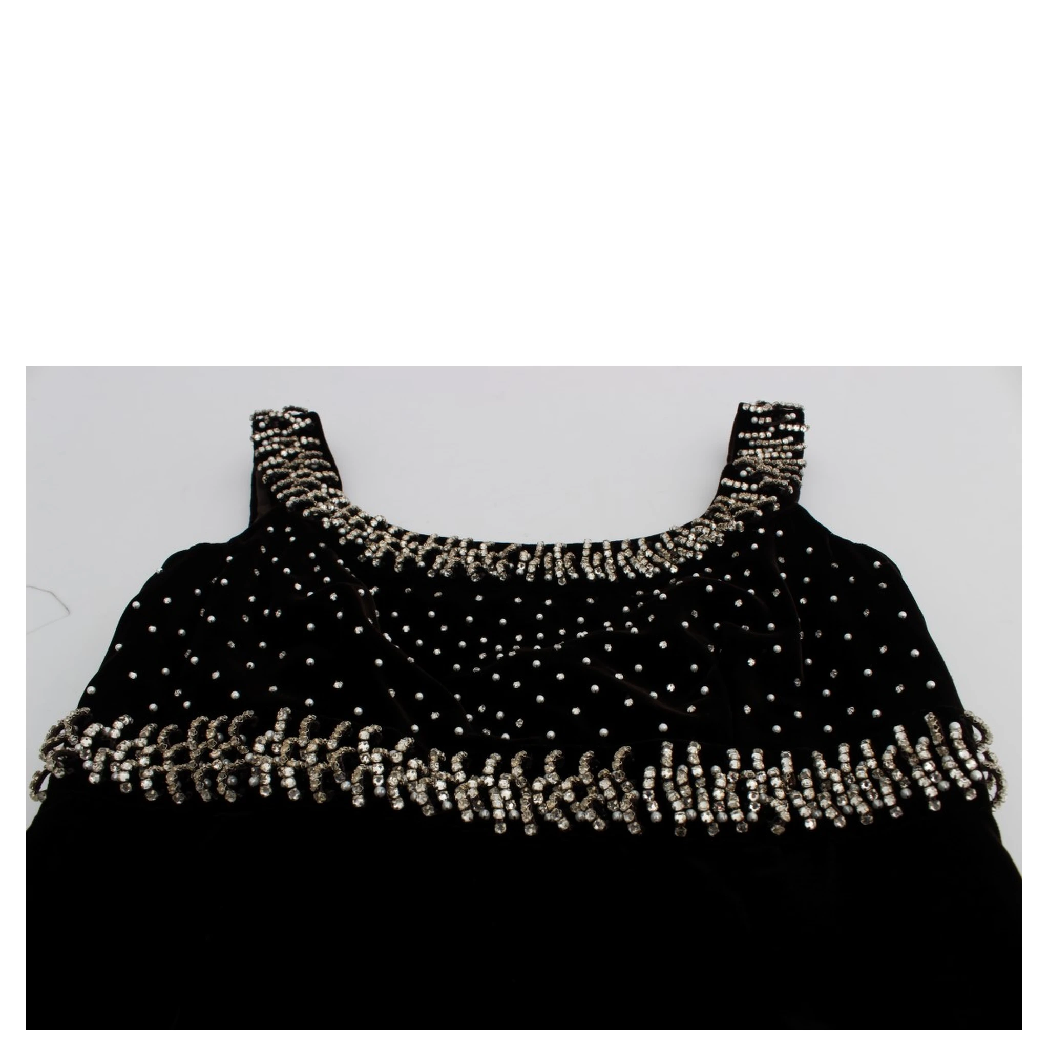 Brown Velvet Crystal Sheath Gown Dress