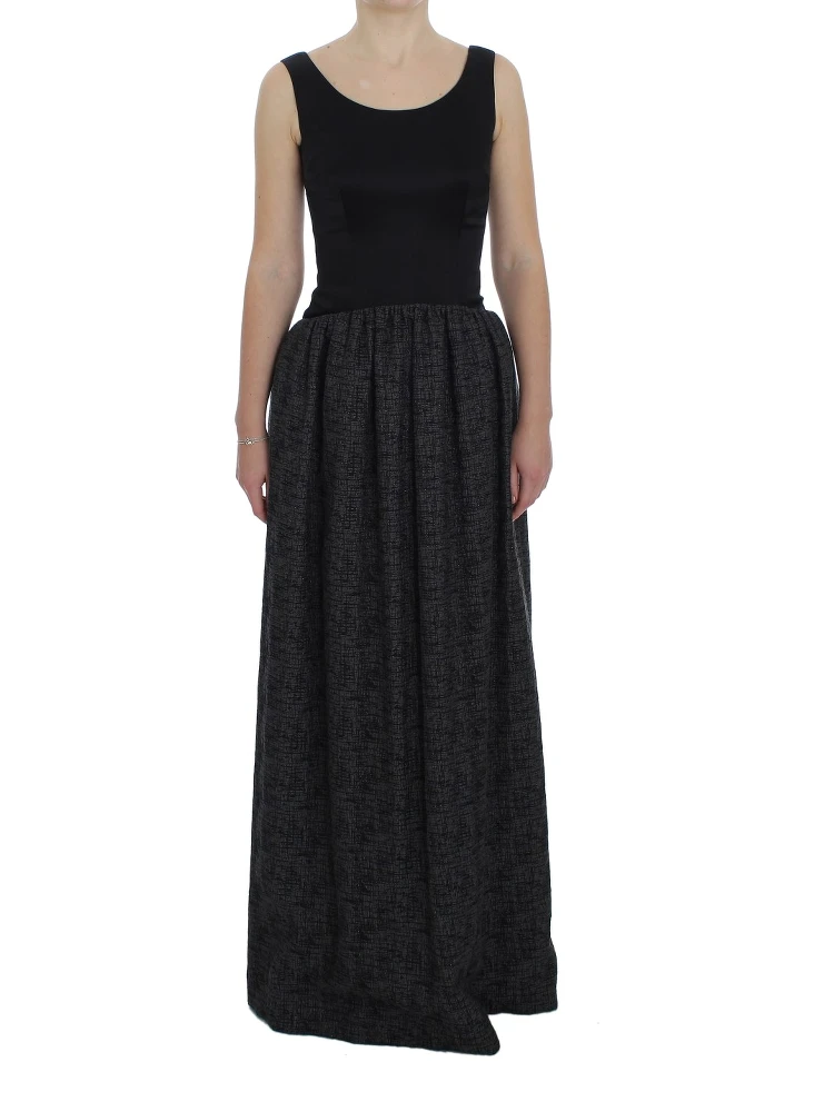 Black Gray Sheath Gown Full Length Dress