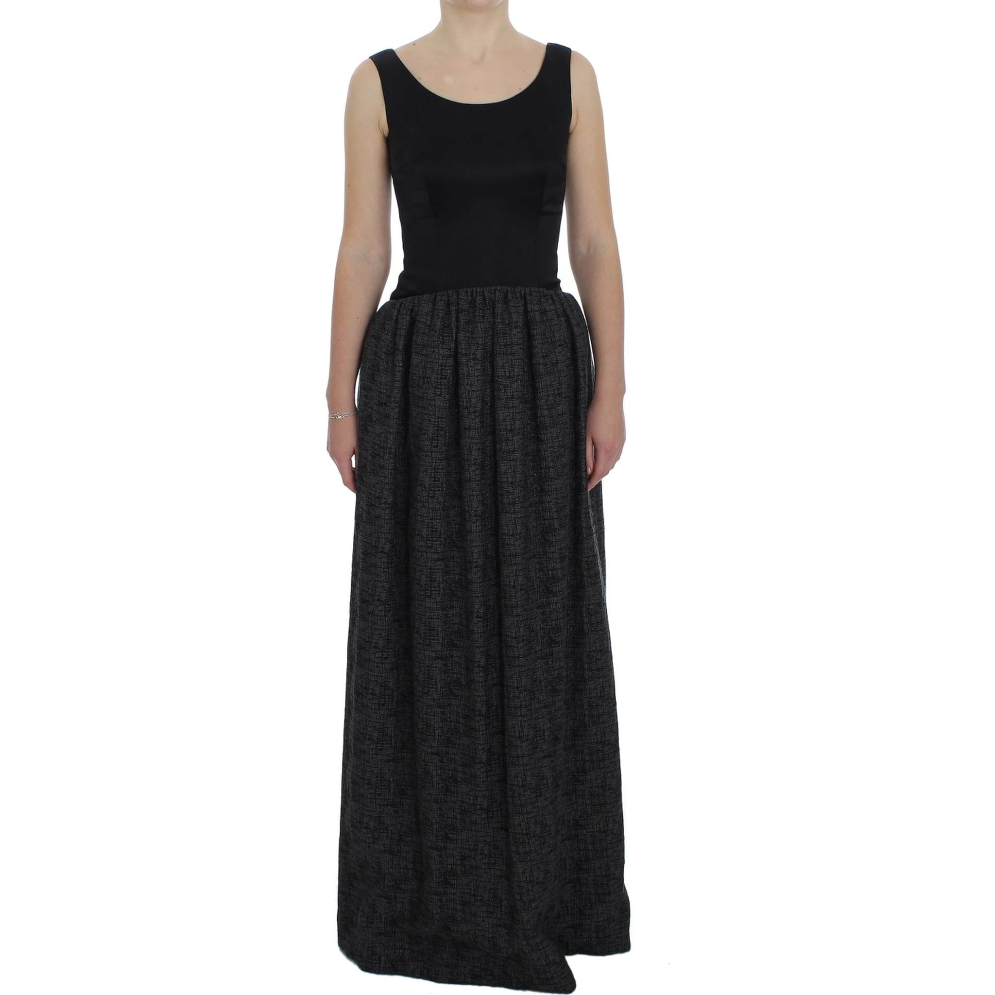 Black Gray Sheath Gown Full Length Dress