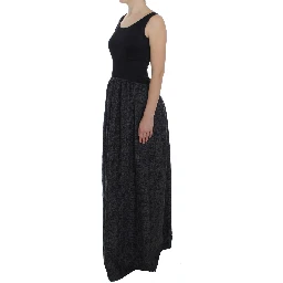 Black Gray Sheath Gown Full Length Dress