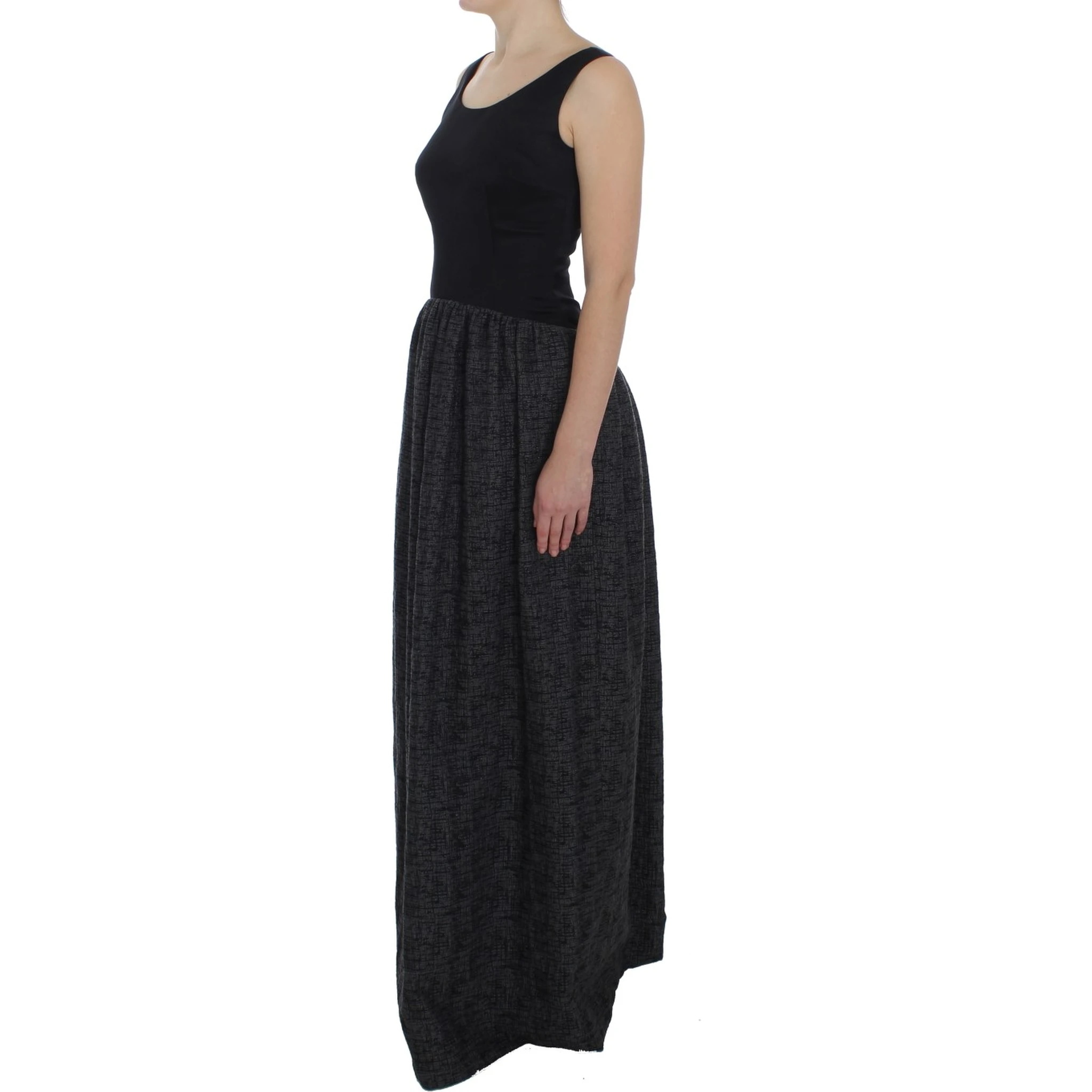 Black Gray Sheath Gown Full Length Dress
