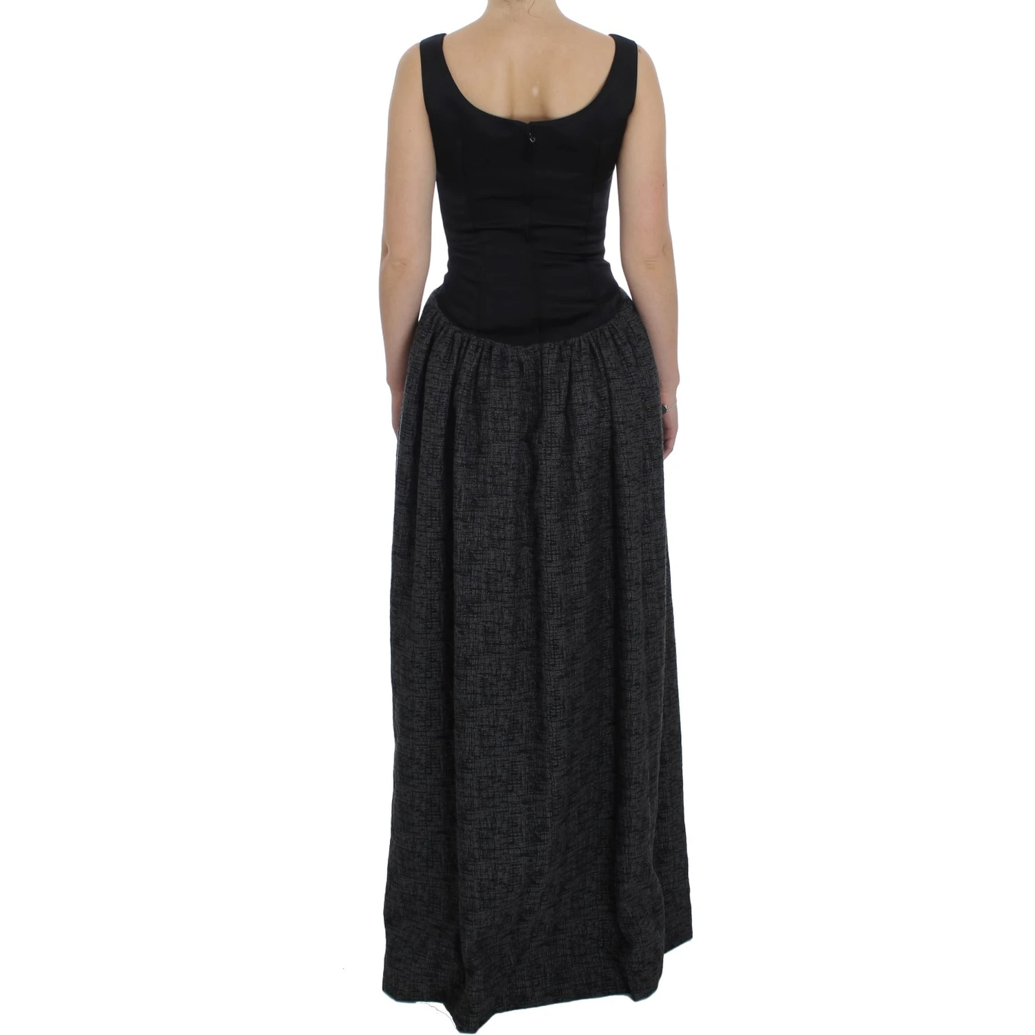 Black Gray Sheath Gown Full Length Dress