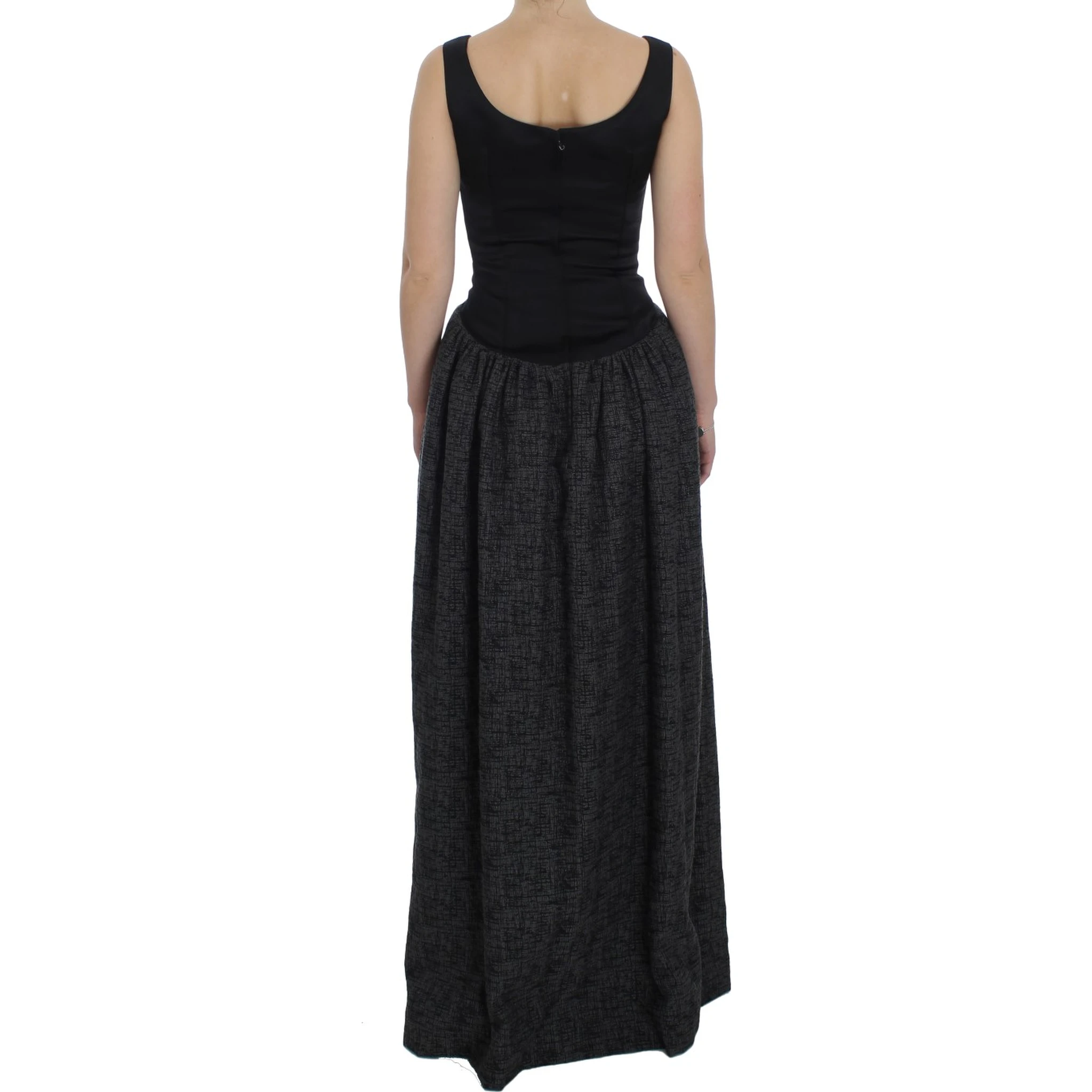 Black Gray Sheath Gown Full Length Dress