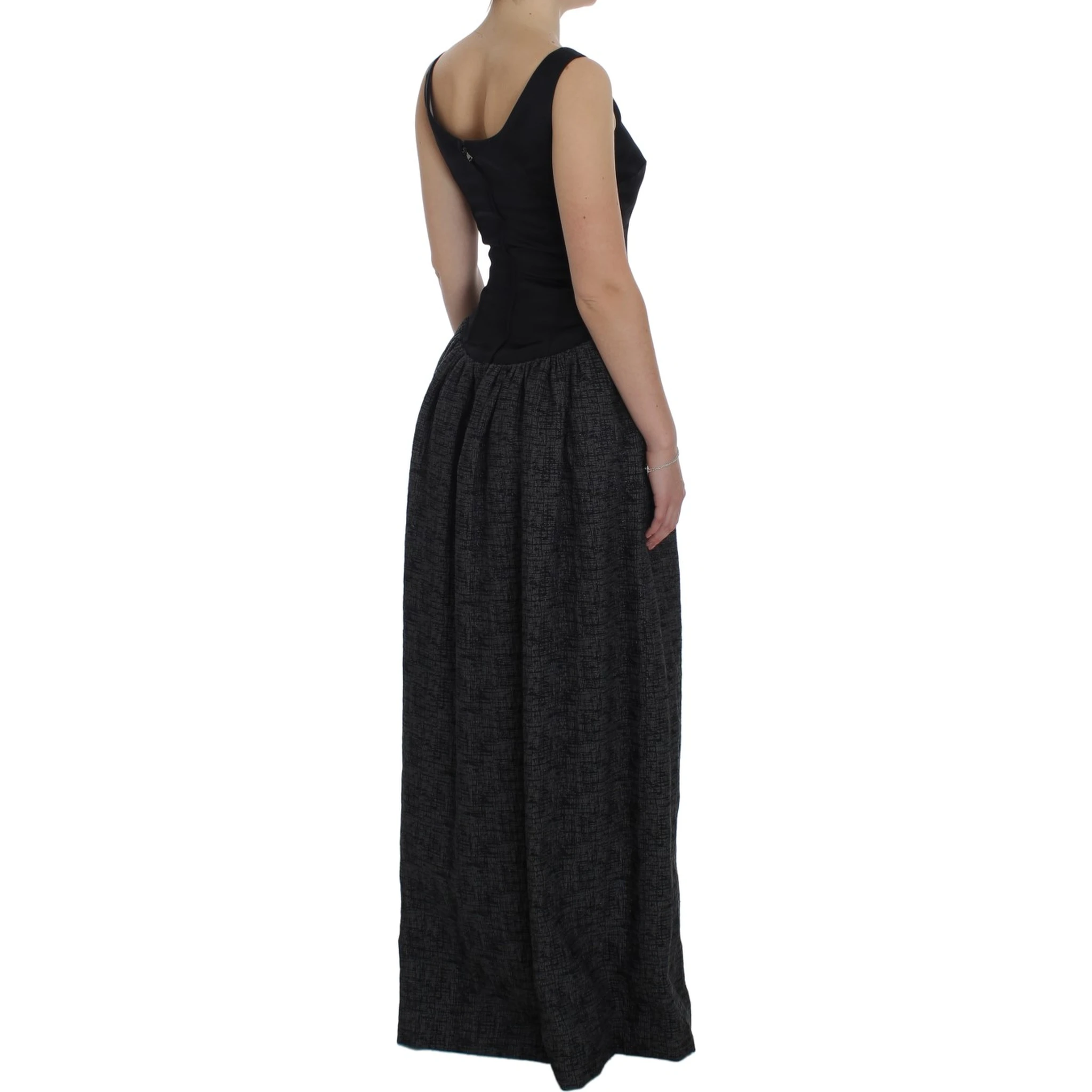 Black Gray Sheath Gown Full Length Dress