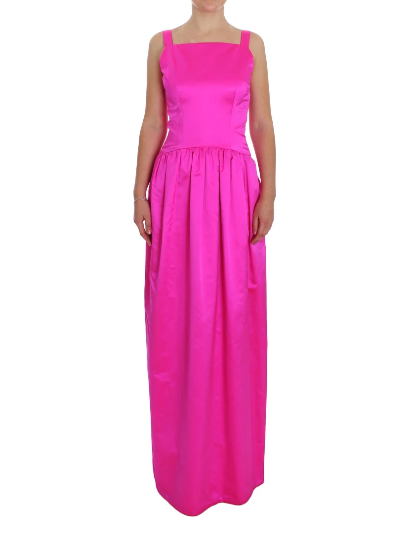 Pink Silk Long Sheath Ball Gown Dress