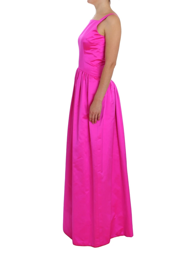 Pink Silk Long Sheath Ball Gown Dress