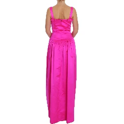 Pink Silk Long Sheath Ball Gown Dress