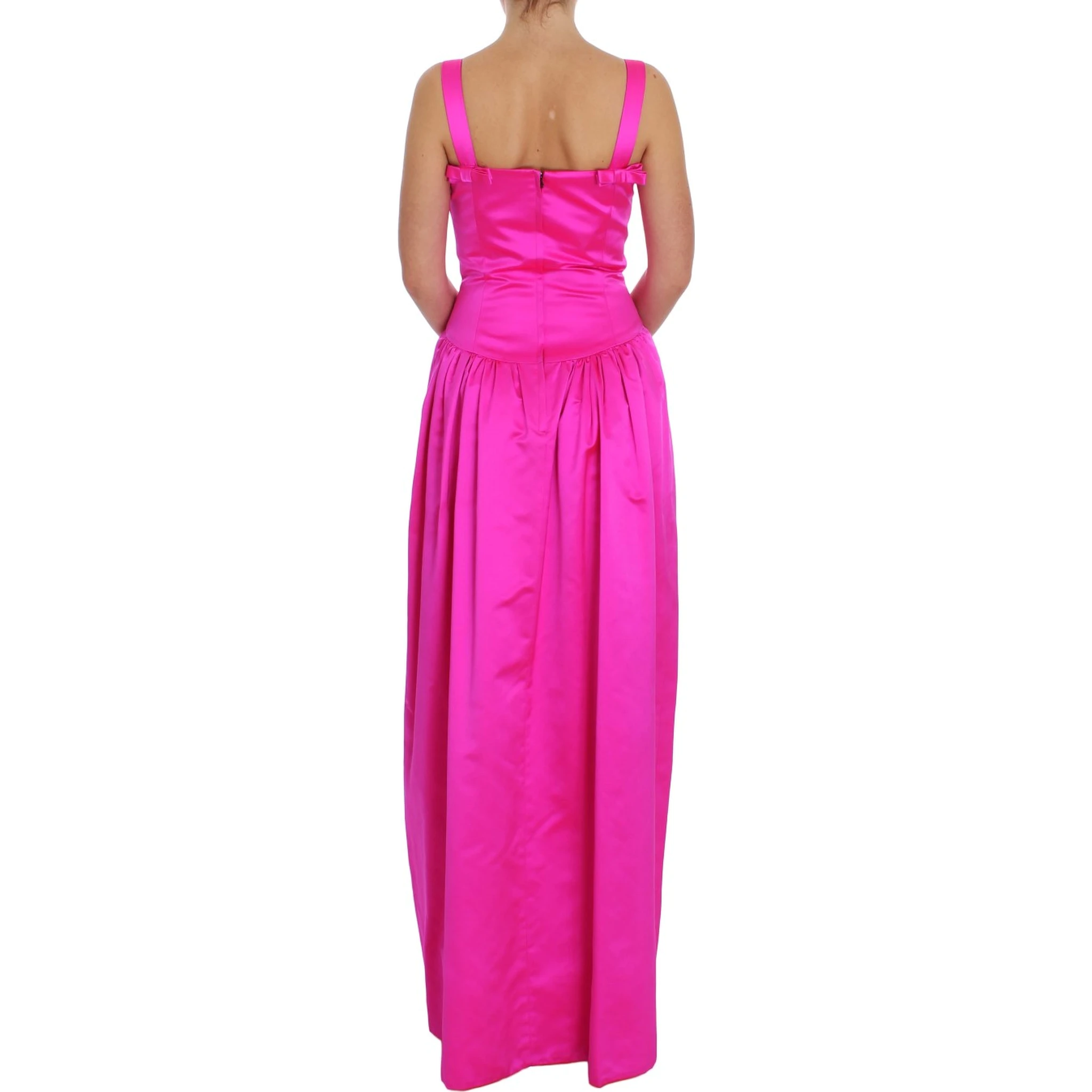 Pink Silk Long Sheath Ball Gown Dress