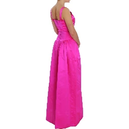 Pink Silk Long Sheath Ball Gown Dress