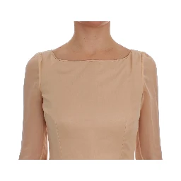 Beige Silk Ball Gown Full Length Dress