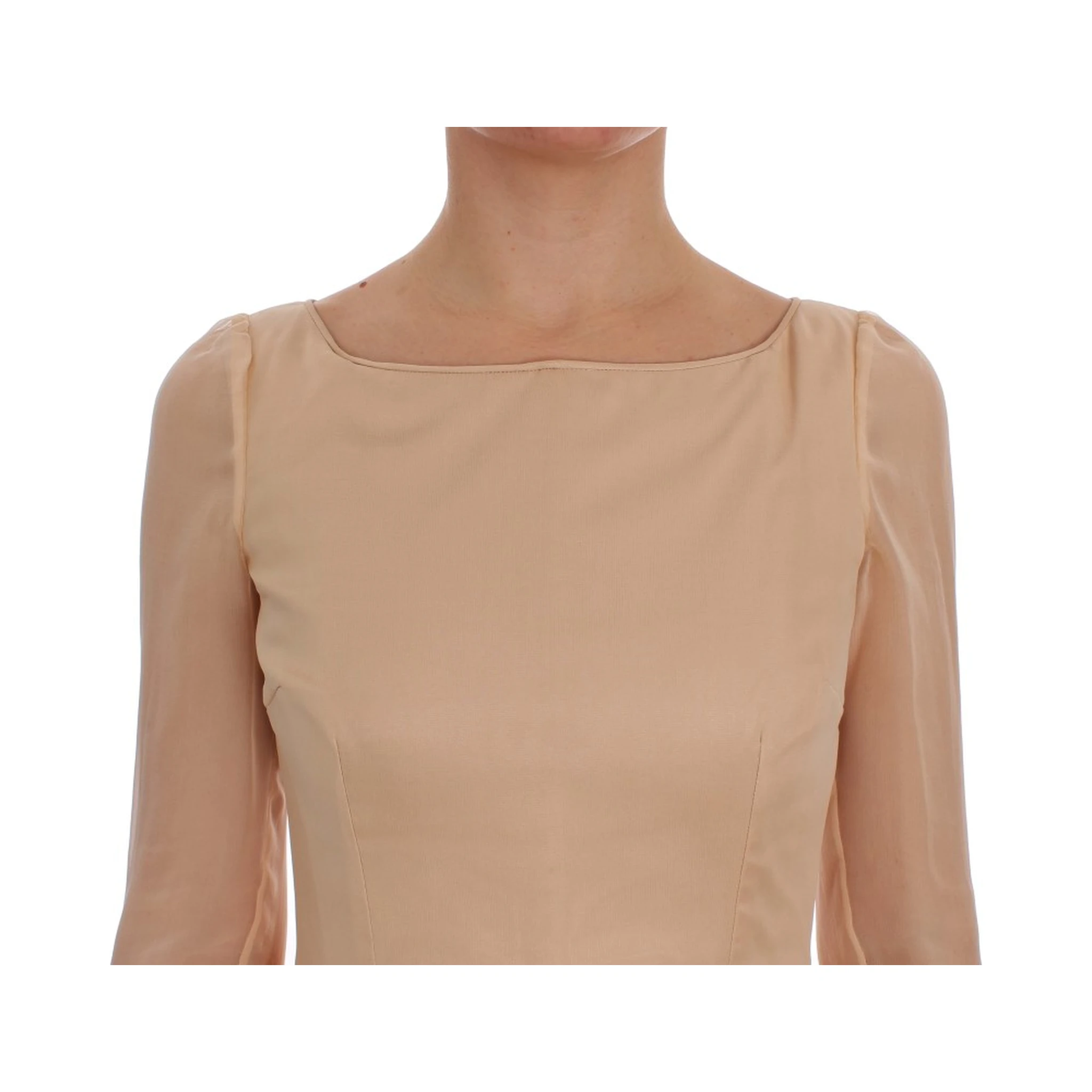 Beige Silk Ball Gown Full Length Dress