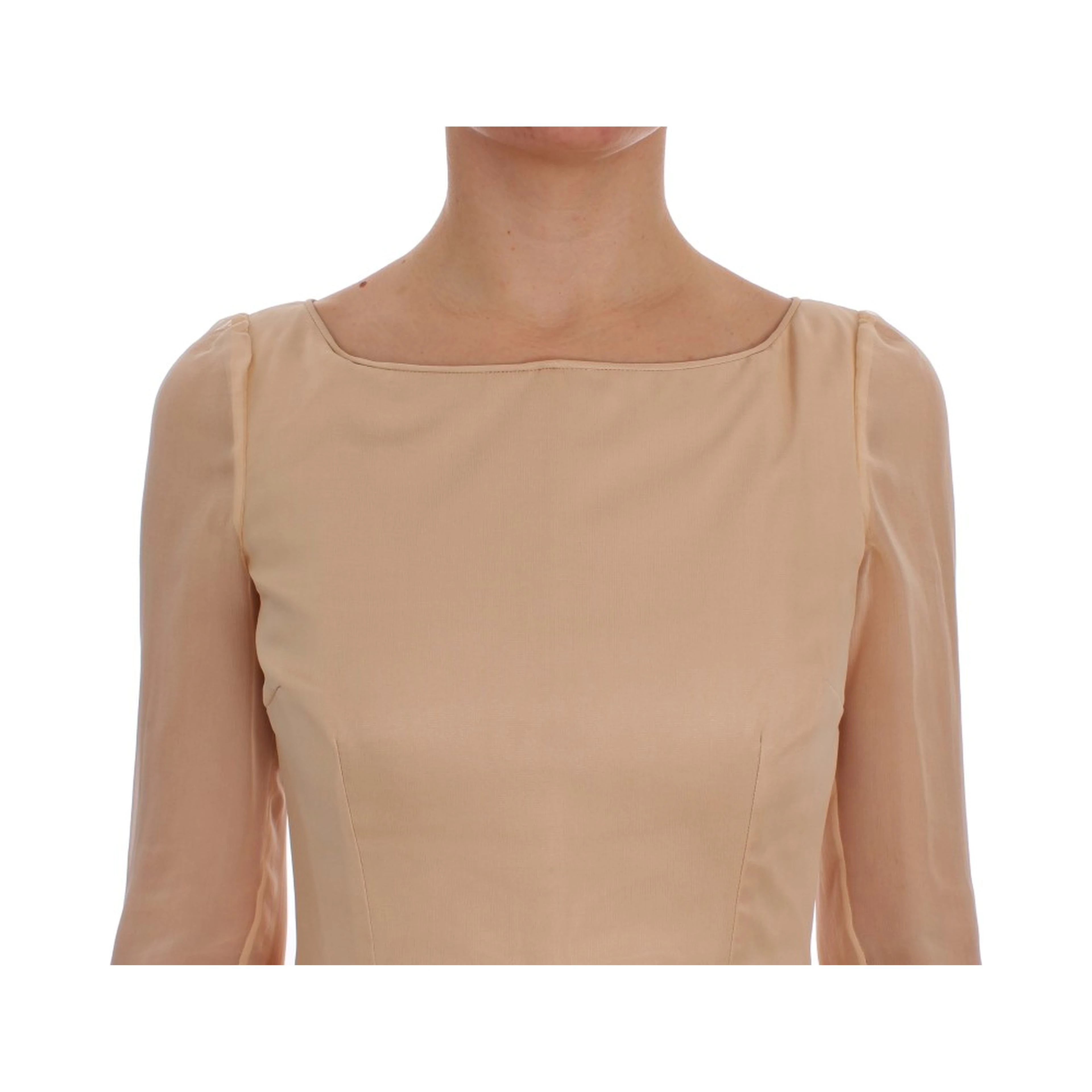 Beige Silk Ball Gown Full Length Dress