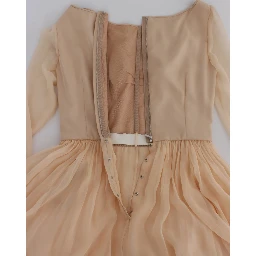 Beige Silk Ball Gown Full Length Dress