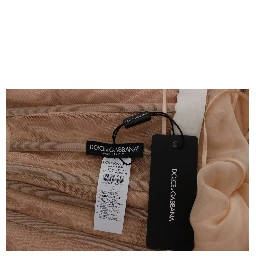 Beige Silk Ball Gown Full Length Dress