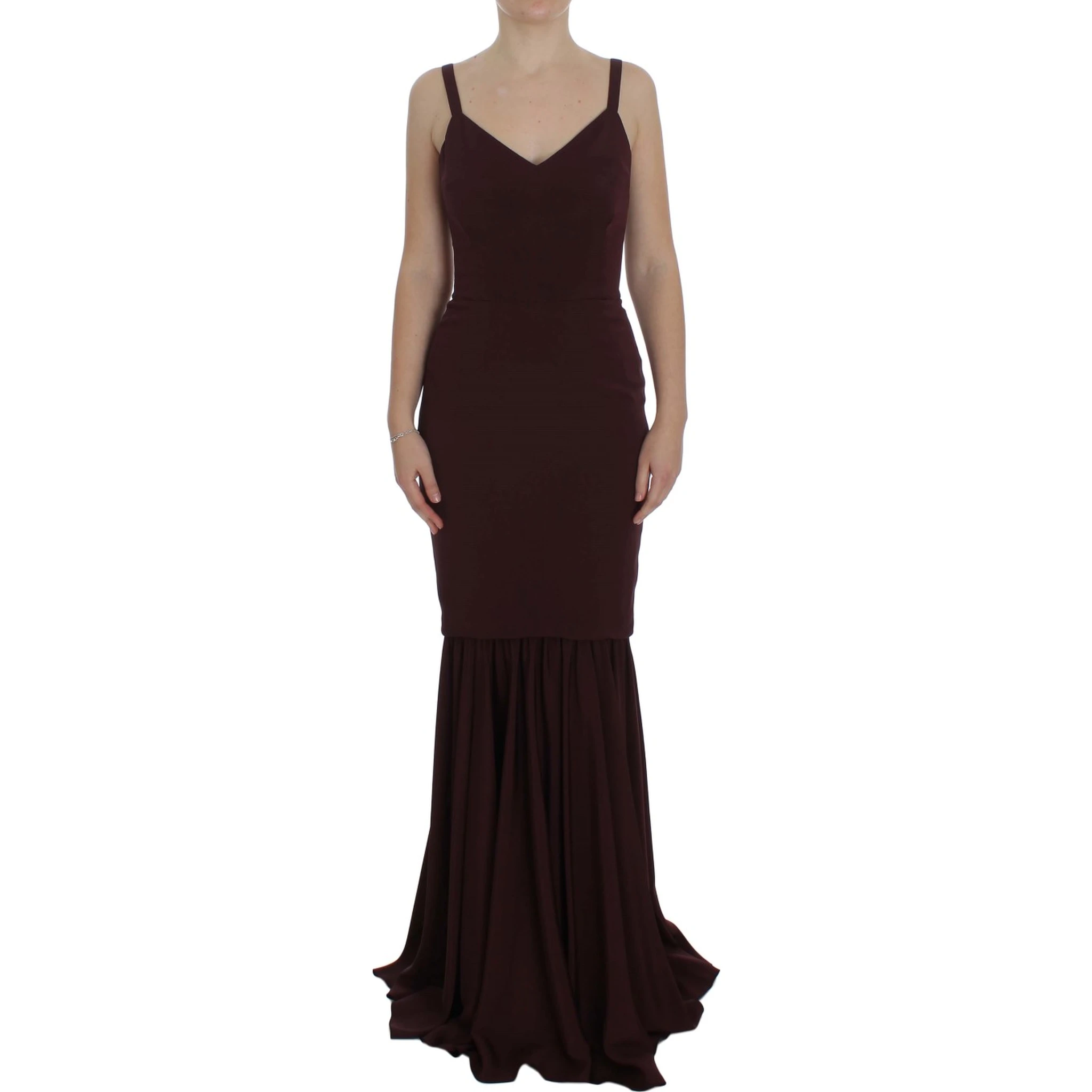 Bordeaux Stretch Full Length Sheath Dress