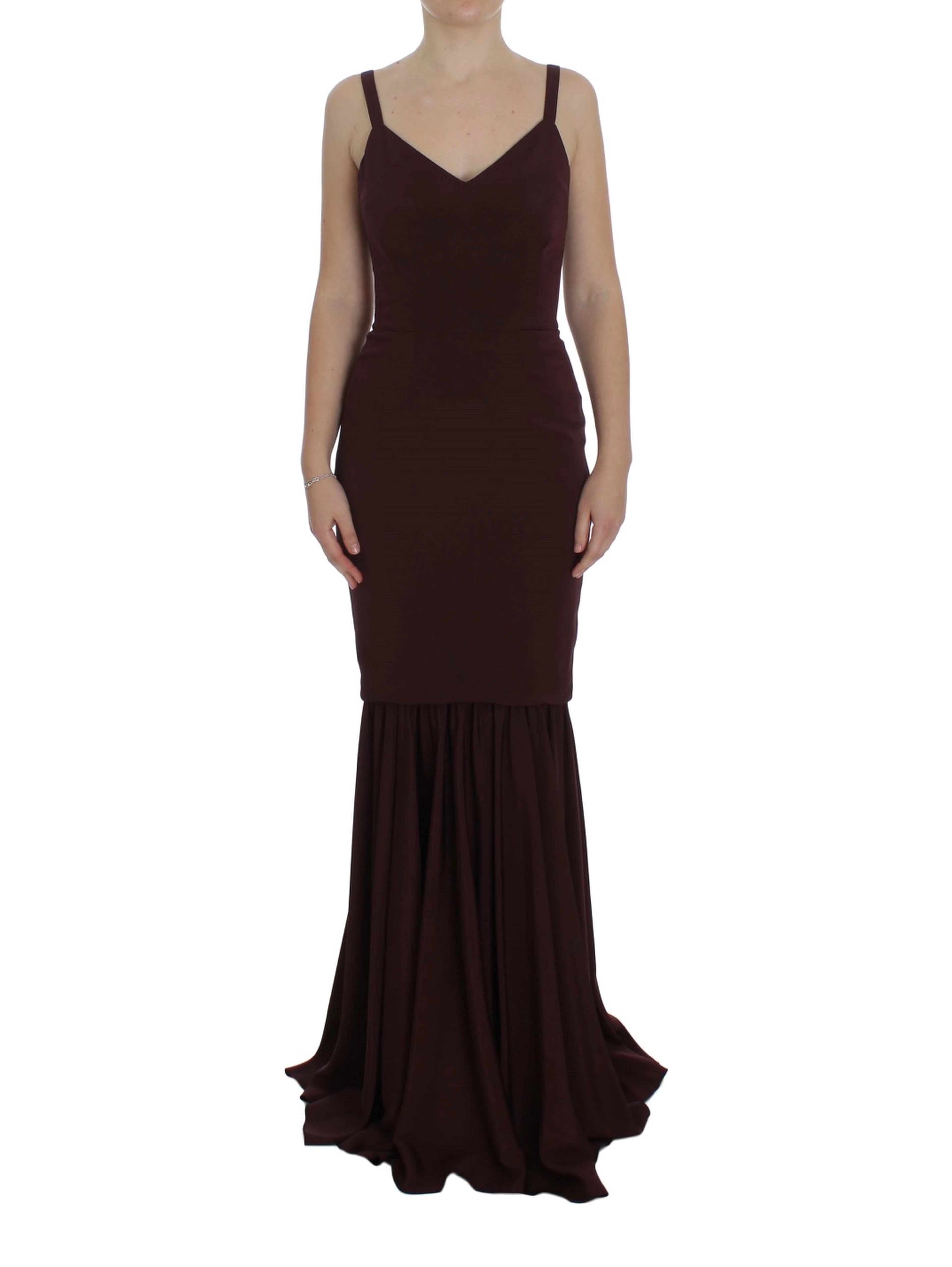 Bordeaux Stretch Full Length Sheath Dress