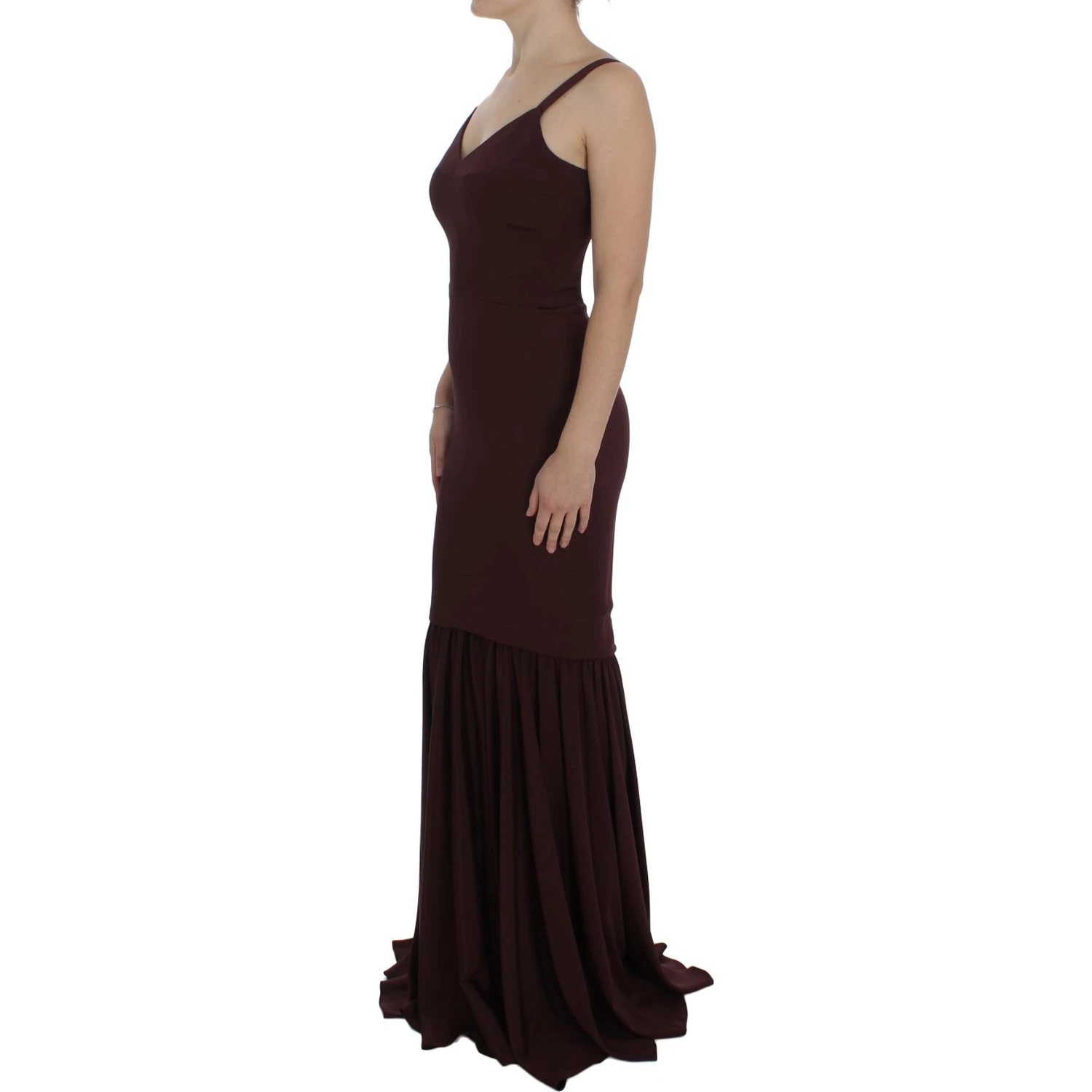 Bordeaux Stretch Full Length Sheath Dress
