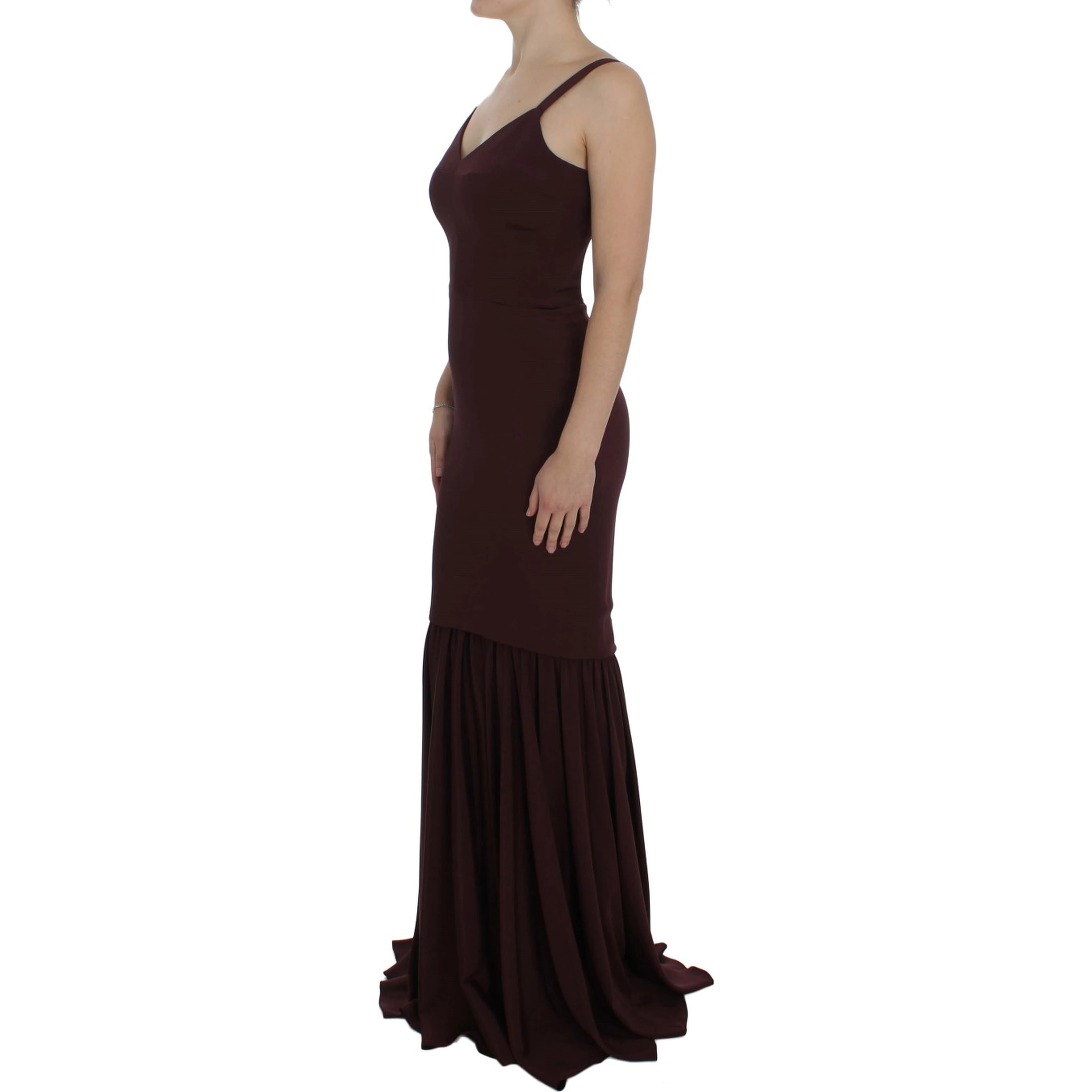 Bordeaux Stretch Full Length Sheath Dress