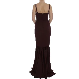 Bordeaux Stretch Full Length Sheath Dress