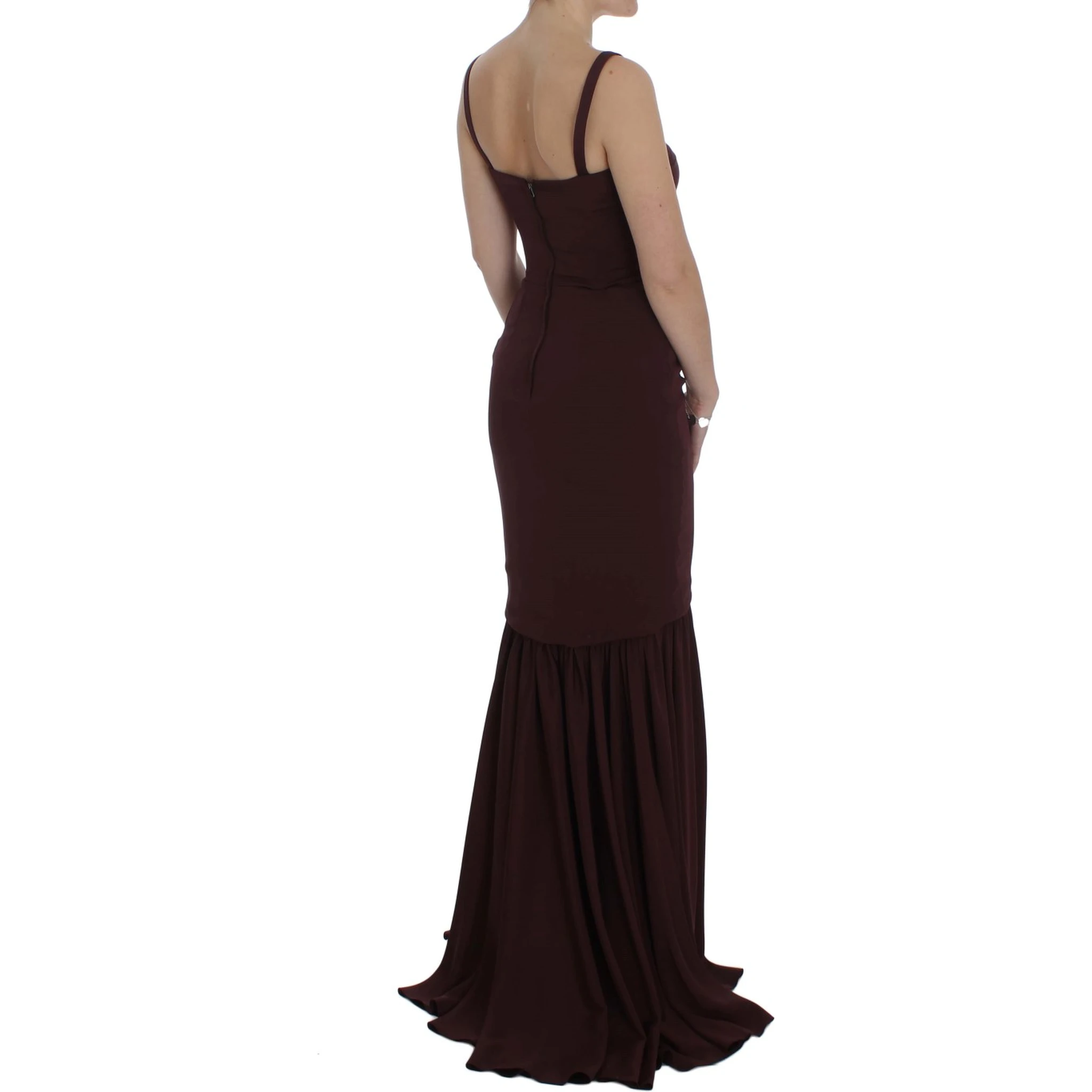 Bordeaux Stretch Full Length Sheath Dress