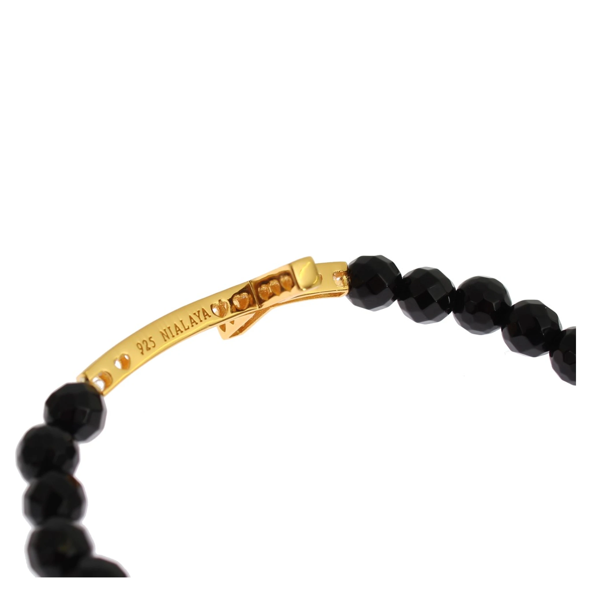 Agate Stone Gold CZ Cross 925 Silver Bracelet