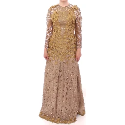 GOLD Long Lace Maxi Crystal Dress