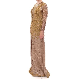 GOLD Long Lace Maxi Crystal Dress